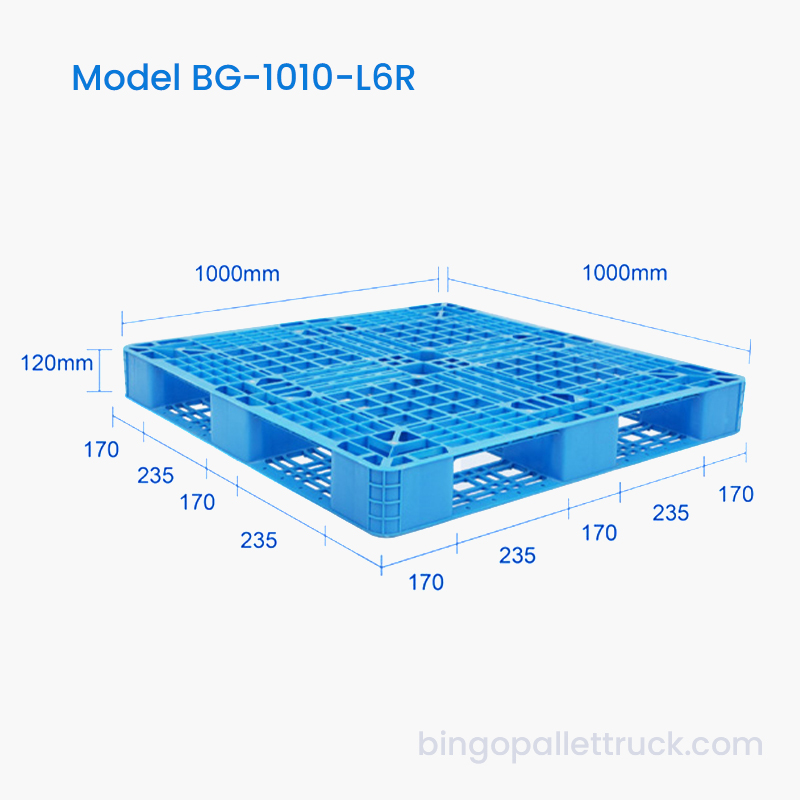 Harga Pabrik Pallet Plastik Enam Pelari 1000x1000mm untuk Gudang