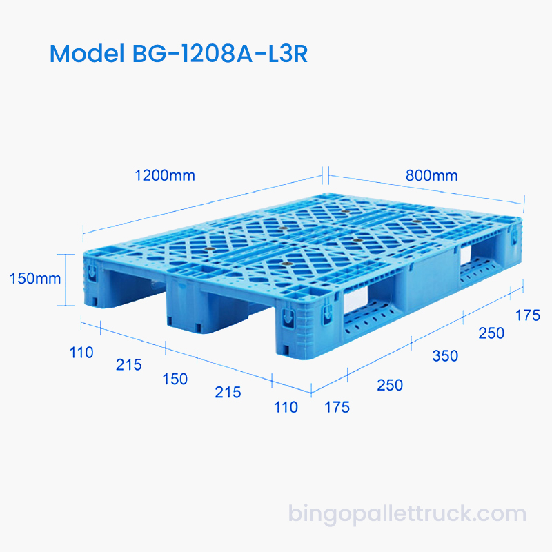 Palet Plastik 3 Pelari Tugas Ringan 1200x800mm