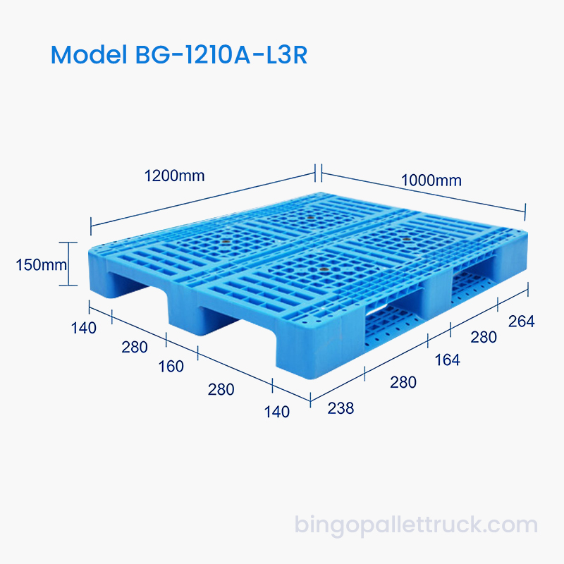 Pallet Plastik 3 Pelari Ringan 1200x1000mm untuk Gudang