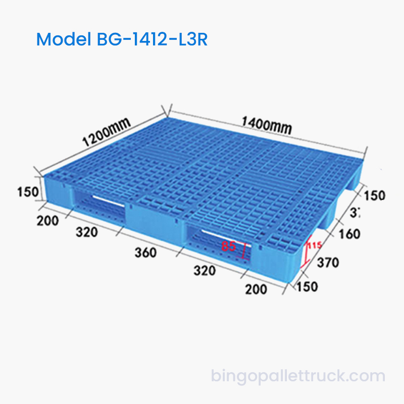 Pallet Tugas Ringan 1400x1200mm dengan Kapasitas Dinamis 1000kg untuk Distribusi