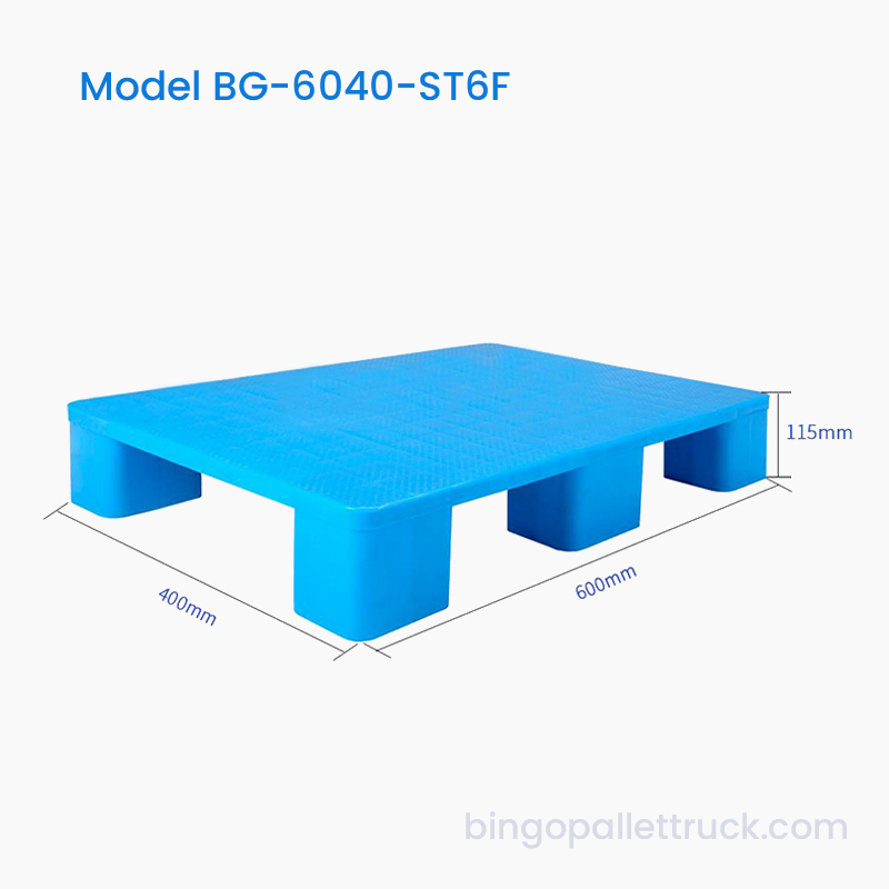 Palet Plastik Tugas Ringan 6 Kaki Atas Padat 600×400mm