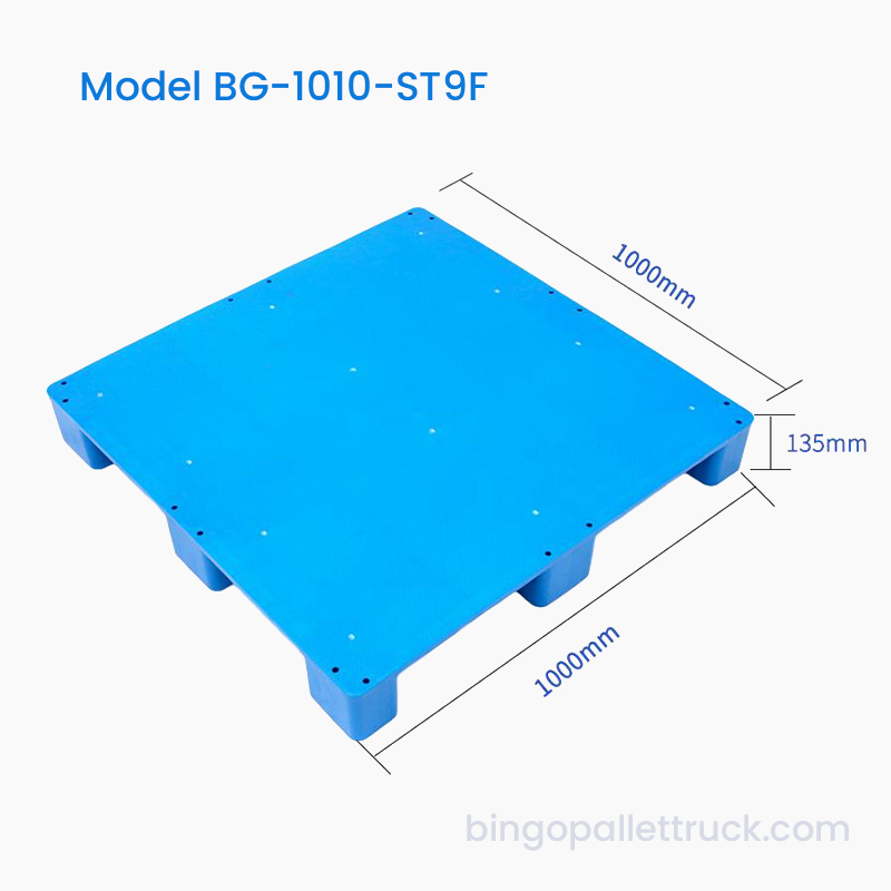 Palet Plastik HDPE 9 Kaki Atas Datar 1000x1000mm