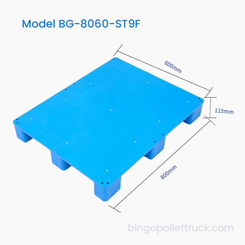Palet Plastik Tugas Ringan 9 Kaki Atas Padat 800×600mm