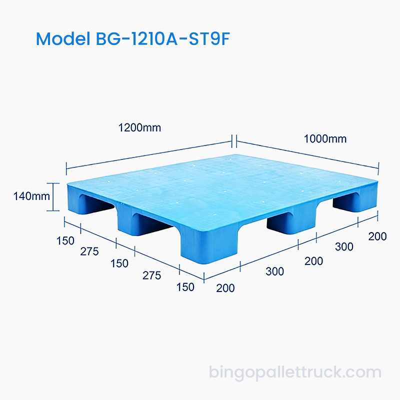 Palet Plastik 9 Kaki Atas Padat 1200x1000mm yang tahan lama untuk Penggunaan Pengiriman yang Sering