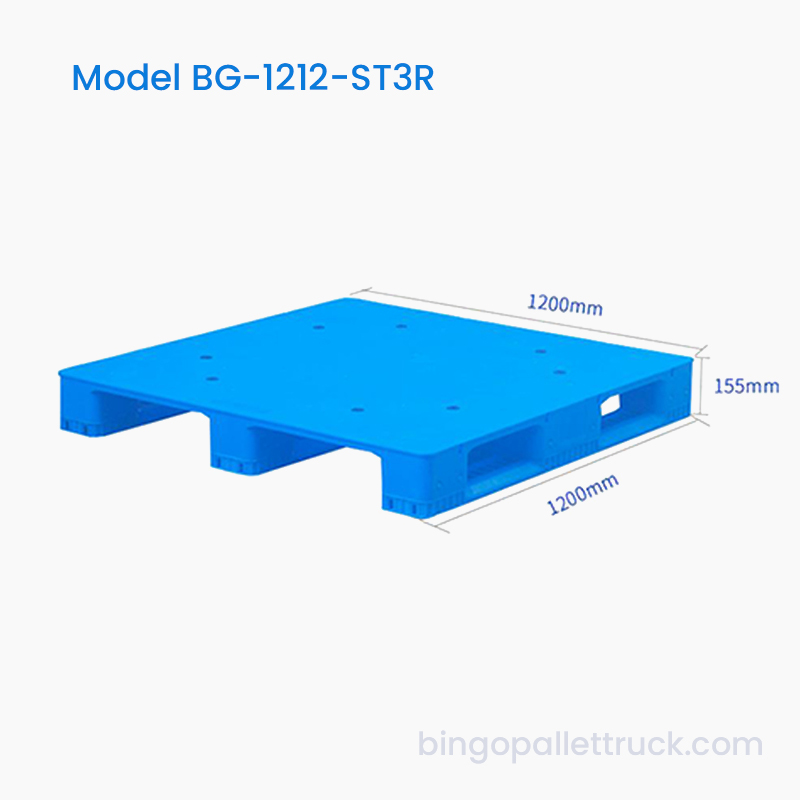 Palet Plastik Atas Padat 1200x1200mm Tiga Pelari untuk Logistik Berat