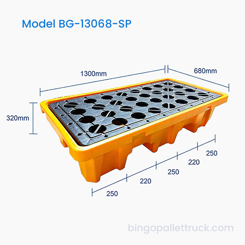 Palet Penahan Tumpahan 1300×680mm untuk Penyimpanan Bahan Kimia Gudang Industri