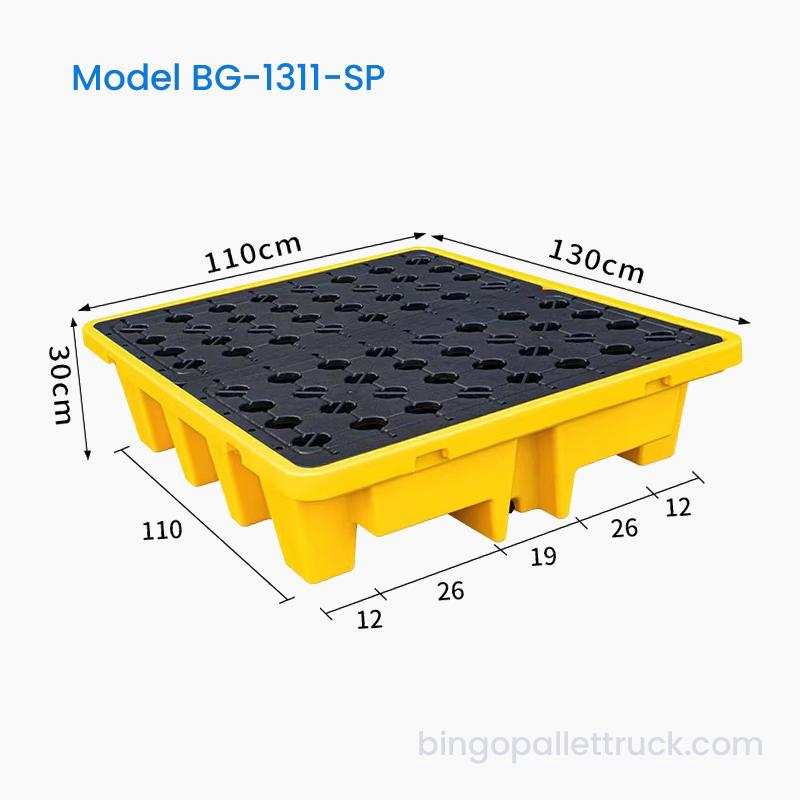 Pallet Plastik Anti Bocor 1300x1100mm dengan Permukaan Kisi untuk Tas Jinjing IBC