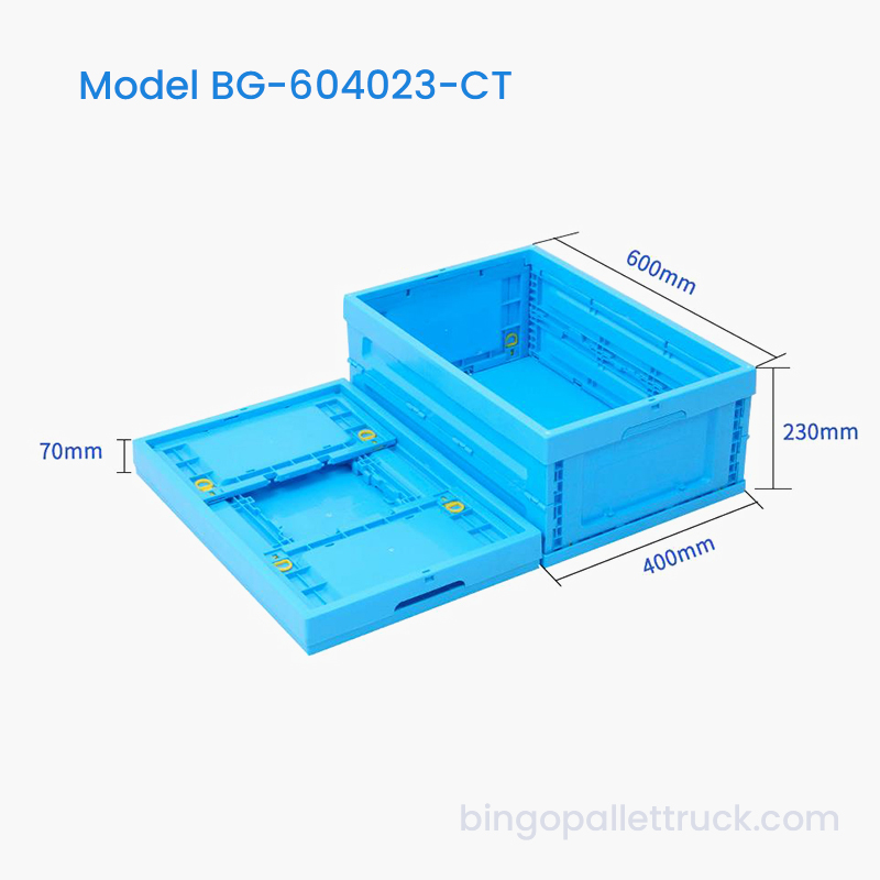 Tote Box Plastik Lipat 42L untuk Penyortiran Barang Gudang