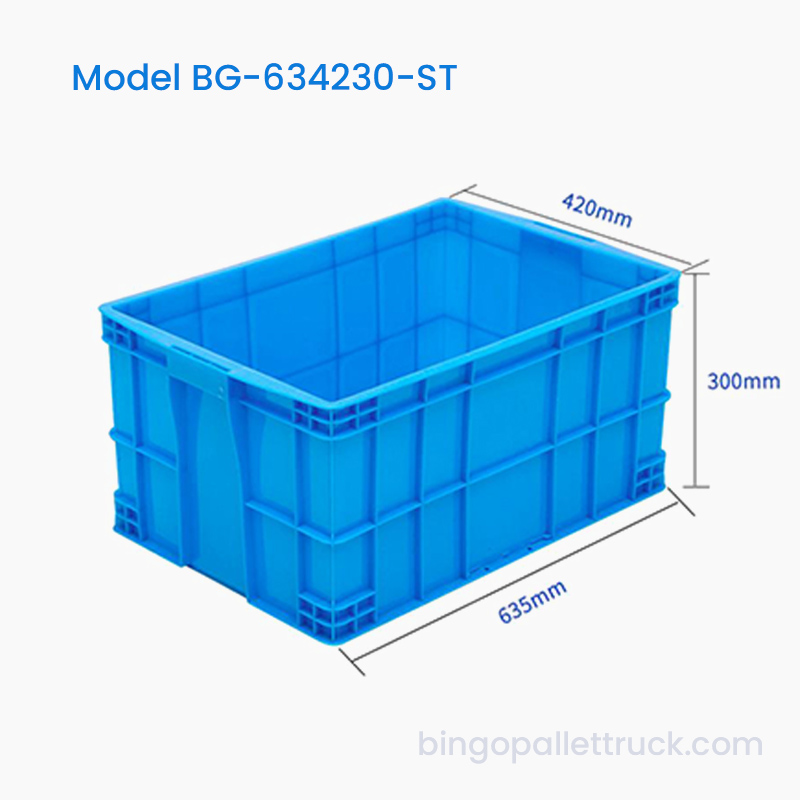 Tempat Penyimpanan Industri HDPE Kotak Tote Plastik Stackable 65L