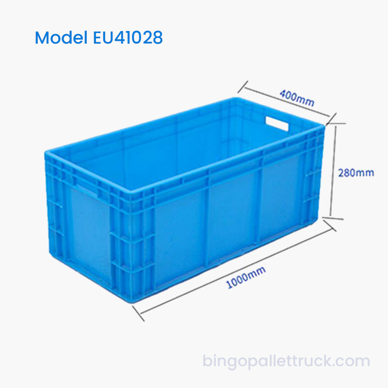 Kotak Tote Plastik UE Stabil Stackable 94L untuk Penggunaan Logistik Berat