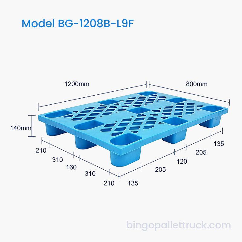 Pallet Plastik Tugas Ringan 1200x800mm untuk Penyimpanan Industri Makanan dan Minuman