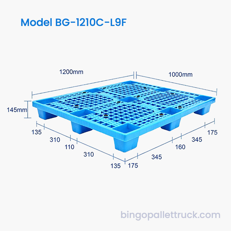 Pallet Plastik 9 Kaki 1200x1000mm Kompatibel dengan Forklift Standar