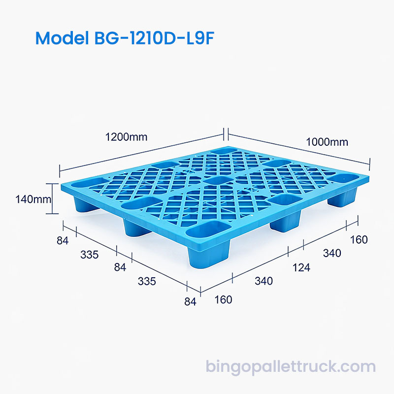 Pallet Plastik 1200x1000mm dengan Permukaan Kotak Anti Selip untuk Logistik
