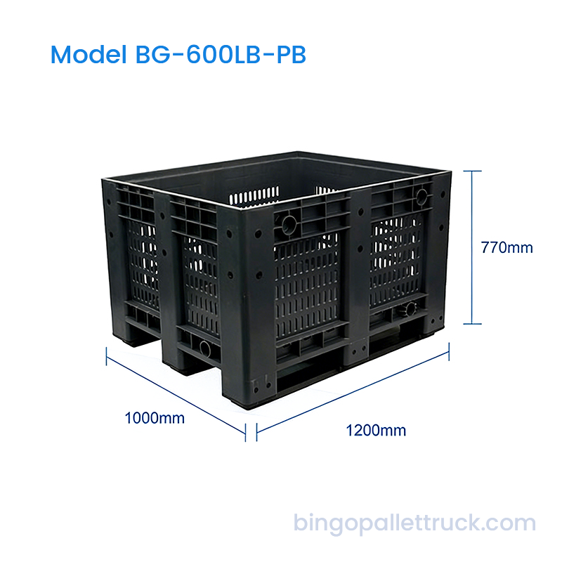 Kotak Pallet HDPE Mesh Kekuatan Tinggi 600L untuk Transportasi Barang Curah