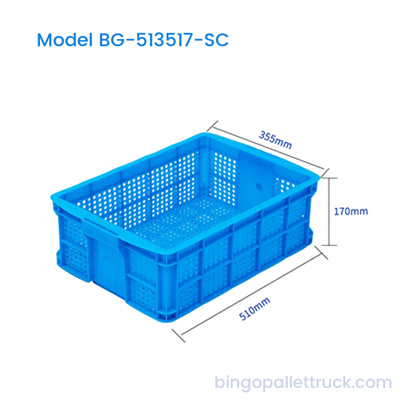 Peti Plastik Stackable Lubang Bulat 22L untuk Pengangkutan Sayuran Buah