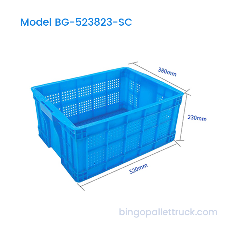 Desain Lubang Bulat Peti Plastik Stackable 35L untuk Penyimpanan Gudang