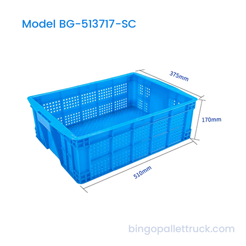 Peti Logistik HDPE Lubang Bulat 26L yang Dapat Ditumpuk untuk Sayuran