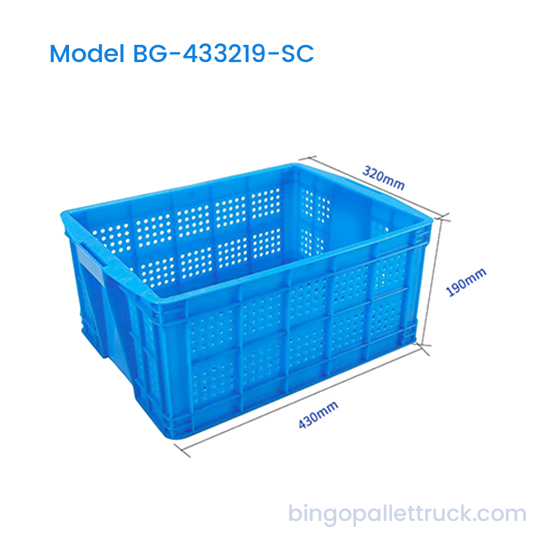 Peti Plastik HDPE Stackable 22L dengan Struktur Lubang Bulat yang Diperkuat