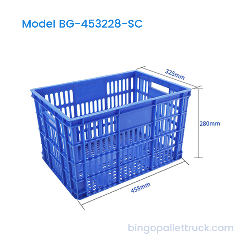 Keranjang Penyimpanan HDPE Peti Plastik Industri Stackable 33L