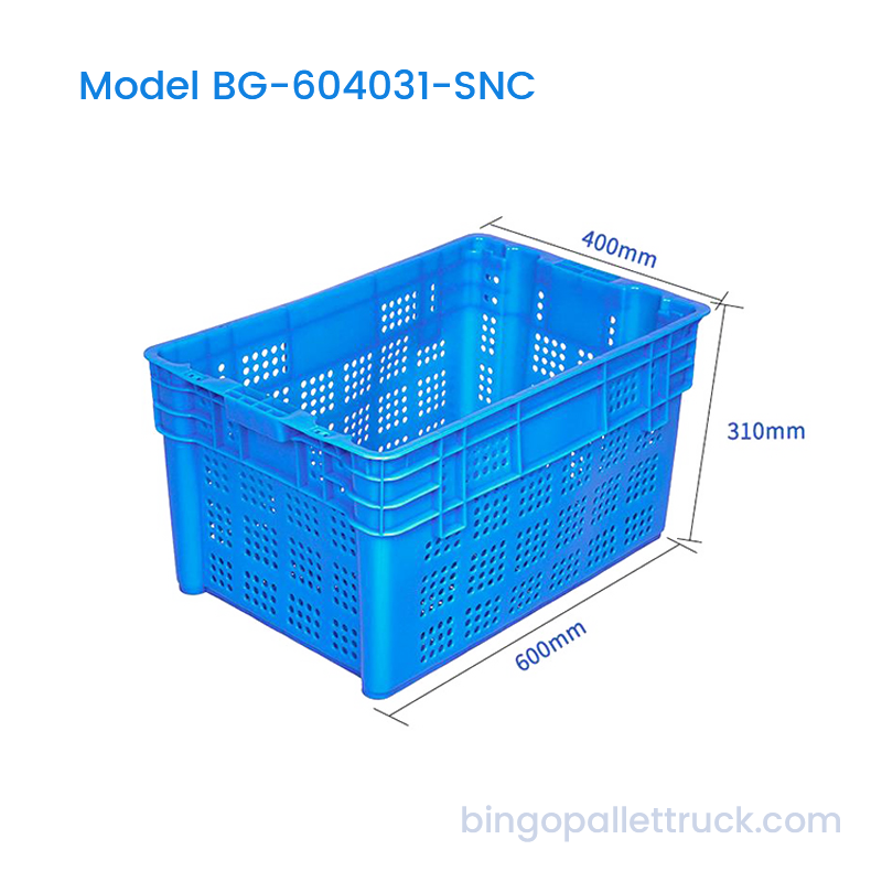 Peti Plastik 60L Stackable dan Nestable untuk Pengangkutan Sayuran Buah