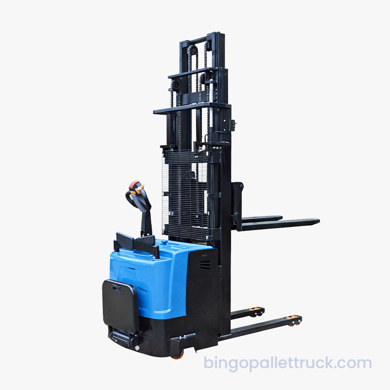Stacker Stand-on Listrik Tiga Tiang 2000kg untuk Logistik