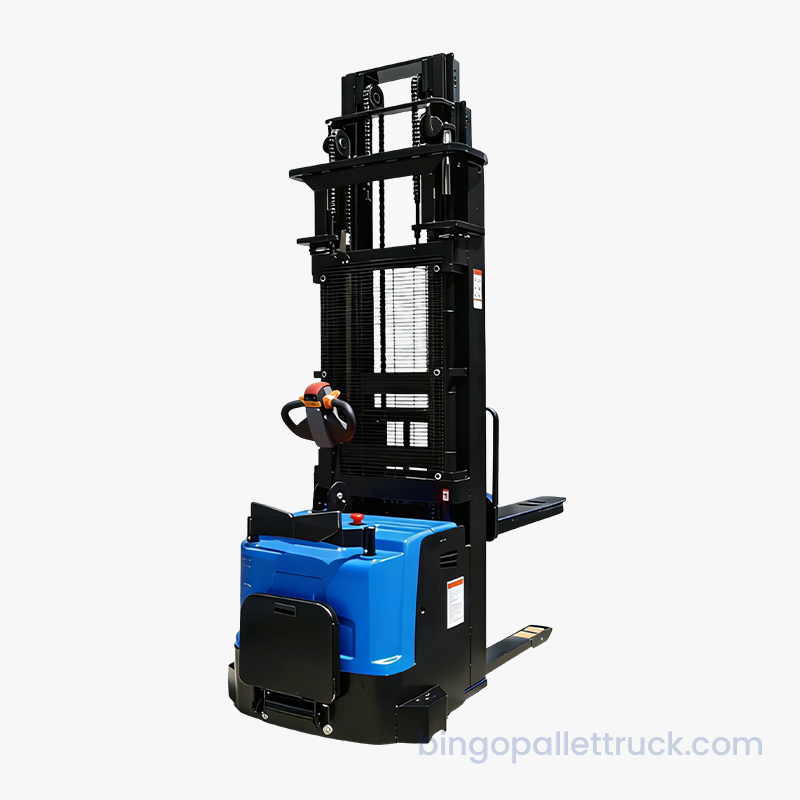 3000kg Tugas Berat EPS Three Mast Electric Stand-on Stacker untuk Racking Gudang