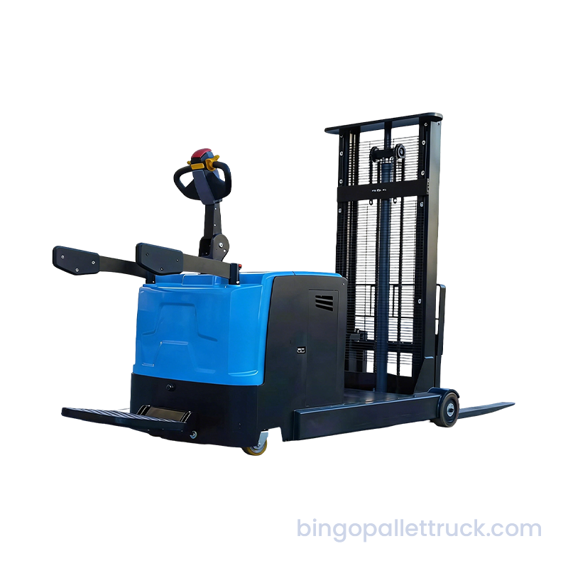 2000kg EPS Counterbalanced Electric Stand-on Stacker untuk Penyimpanan Gudang