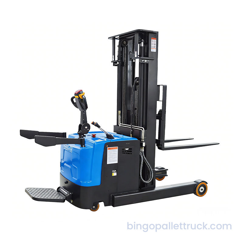2000kg EPS Electric Stand-on Reach Stacker untuk Pergudangan Tugas Berat Lorong Sempit